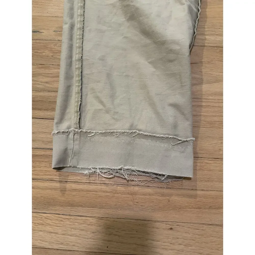 Vintage Polo Ralph Lauren Andrew Chino Pants Khaki Pleated Frayed Cropped 34x28